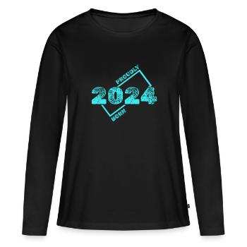 2024 - Frauen Premium Bio Langarmshirt - Schwarz - Vorne - Julia (174cm)