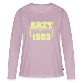 Médecin-chef 1983 - T-shirt manches longues Premium bio Femme - rose poudré - Devant - Julia (174cm)