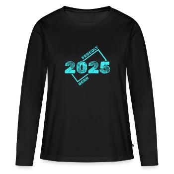 Idée cadeau 2025 - T-shirt manches longues Premium bio Femme - noir - Devant - Julia (174cm)