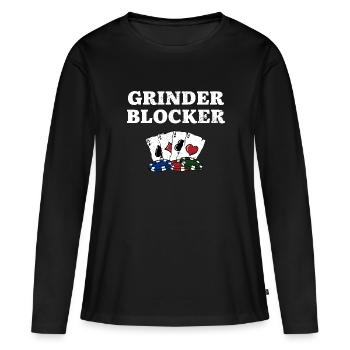 Grinder Blocker Poker Jeux de cartes Joueur de poker - T-shirt manches longues Premium bio Femme - noir - Devant - Julia (174cm)