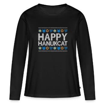 Juif Hanoukka Hanukcat Étoile De David Menorah - T-shirt manches longues Premium bio Femme - noir - Devant - Julia (174cm)