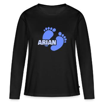 Geburt Arian - Frauen Premium Bio Langarmshirt - Schwarz - Vorne - Julia (174cm)