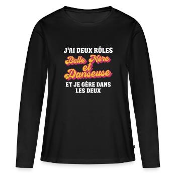 belle mère danseuse je gère rétro 80s humour - T-shirt manches longues Premium bio Femme - noir - Devant - Julia (174cm)