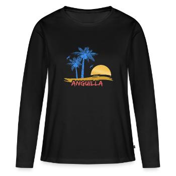 Anguilla comme plage - T-shirt manches longues Premium bio Femme - noir - Devant - Julia (174cm)