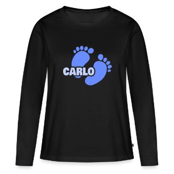 Geburt Carlo - Frauen Premium Bio Langarmshirt - Schwarz - Vorne - Julia (174cm)