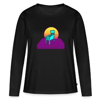 Pinball Machine Retro Vintage Arcade Spiel Liebhab - Frauen Premium Bio Langarmshirt - Schwarz - Vorne - Julia (174cm)
