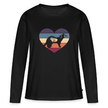 Vintage Heart Cute Weasel Ferret Animal Lover - Women's Premium Organic Long Sleeve Shirt - black - Front - Julia (174cm)