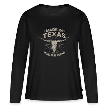 Hergestellt in Texas - Frauen Premium Bio Langarmshirt - Schwarz - Vorne - Julia (174cm)