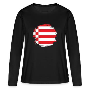 Bremen Flagge Bremer Fahne - Frauen Premium Bio Langarmshirt - Schwarz - Vorne - Julia (174cm)