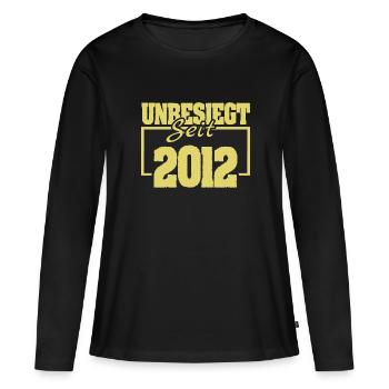 seit 2012 - Frauen Premium Bio Langarmshirt - Schwarz - Vorne - Julia (174cm)