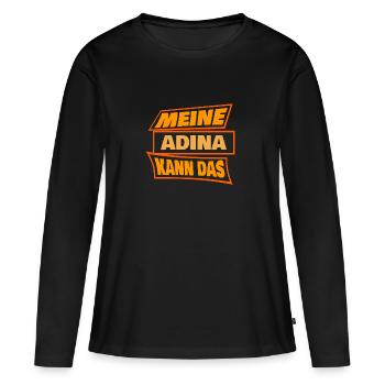 Adina als Adina - Frauen Premium Bio Langarmshirt - Schwarz - Vorne - Julia (174cm)