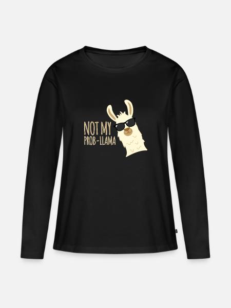 Prob-Llama Llama Lama Funny Cartoon - Women's Premium Organic Long Sleeve Shirt - black