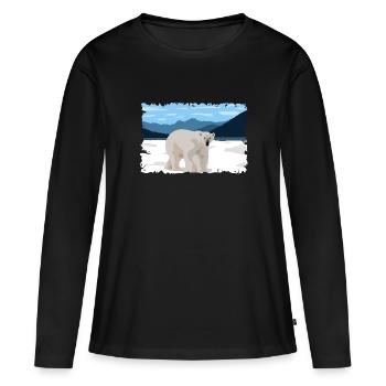 Ours blanc polaire sur la banquise paysage nature - T-shirt manches longues Premium bio Femme - noir - Devant - Julia (174cm)