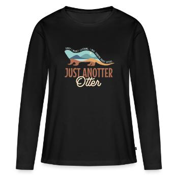 Une loutre, un dicton ironique : animal de la - T-shirt manches longues Premium bio Femme - noir - Devant - Julia (174cm)