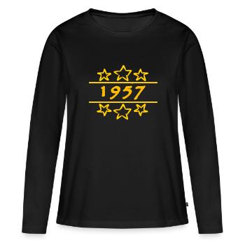1957 1957 - T-shirt manches longues Premium bio Femme - noir - Devant - Julia (174cm)