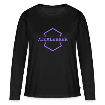 Instructeur de respiration de travail - T-shirt manches longues Premium bio Femme - noir - Devant - Julia (174cm)