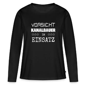 Kanalbauer als Berufung - Frauen Premium Bio Langarmshirt - Schwarz - Vorne - Julia (174cm)