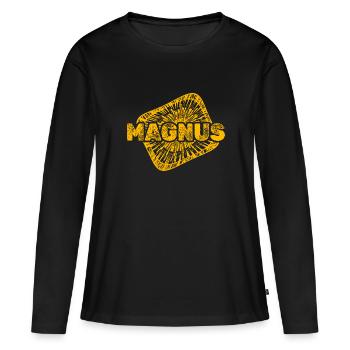 Magnus - T-shirt manches longues Premium bio Femme - noir - Devant - Julia (174cm)