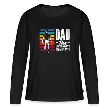 Dad The Ultimate Teamplayer Fathers Day Baseball - Frauen Premium Bio Langarmshirt - Schwarz - Vorne - Julia (174cm)