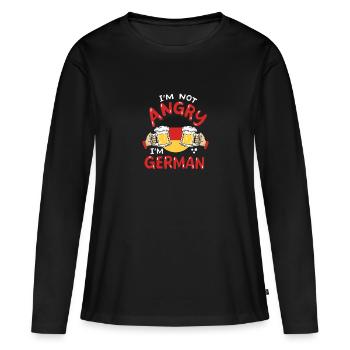 Ich bin nicht sauer ich bin Deutscher - Frauen Premium Bio Langarmshirt - Schwarz - Vorne - Julia (174cm)