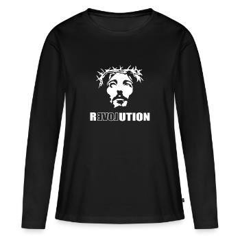 Révolution Relovution - T-shirt manches longues Premium bio Femme - noir - Devant - Julia (174cm)