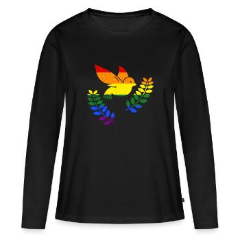 Peace Dove Ukraine Drapeau arc-en-ciel - T-shirt manches longues Premium bio Femme - noir - Devant - Julia (174cm)