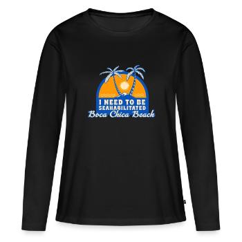 J’ai besoin d’être séahabilité Boca Chica Beach - T-shirt manches longues Premium bio Femme - noir - Devant - Julia (174cm)