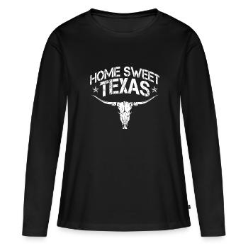 Longhorn, Texas - Frauen Premium Bio Langarmshirt - Schwarz - Vorne - Julia (174cm)