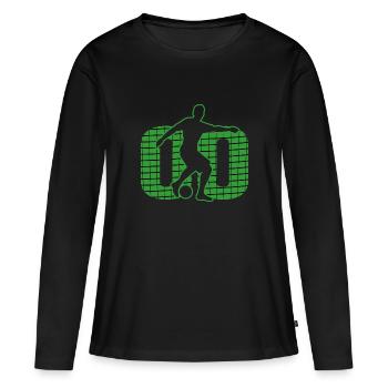 Fußball soccer sport Fußballer Fußballplatz NR.00 - Frauen Premium Bio Langarmshirt - Schwarz - Vorne - Julia (174cm)