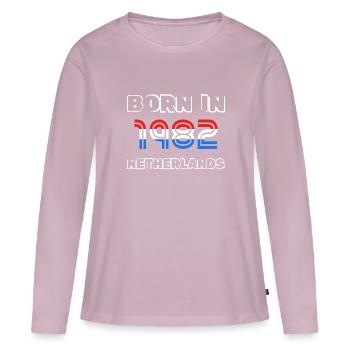 1982 - T-shirt manches longues Premium bio Femme - rose poudré - Devant - Julia (174cm)