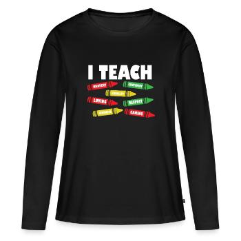i J’enseigne la bravoure confiante l’égalité de l’enseignant l’avenir - T-shirt manches longues Premium bio Femme - noir - Devant - Julia (174cm)