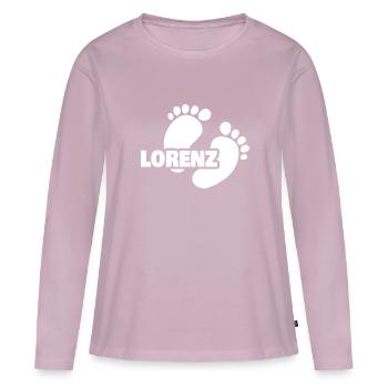 Naissance de Lorenz - T-shirt manches longues Premium bio Femme - rose poudré - Devant - Julia (174cm)