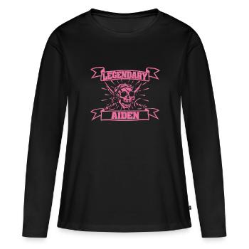 Carnaval Aiden - T-shirt manches longues Premium bio Femme - noir - Devant - Julia (174cm)