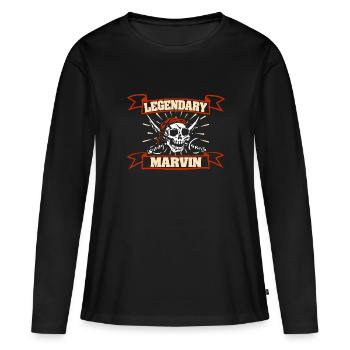 Marvin - Frauen Premium Bio Langarmshirt - Schwarz - Vorne - Julia (174cm)