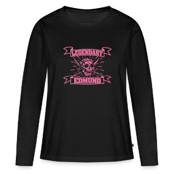 Edmund als Fasching - Frauen Premium Bio Langarmshirt - Schwarz - Vorne - Julia (174cm)