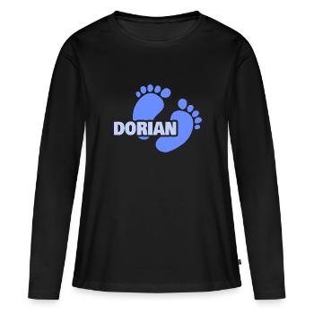 Geburt Dorian - Frauen Premium Bio Langarmshirt - Schwarz - Vorne - Julia (174cm)