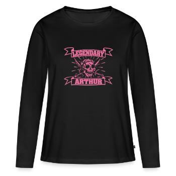 Carnaval Arthur - T-shirt manches longues Premium bio Femme - noir - Devant - Julia (174cm)