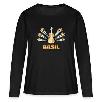 Cadeau pour le basilic - T-shirt manches longues Premium bio Femme - noir - Devant - Julia (174cm)