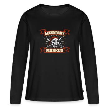 Prénom Markus - T-shirt manches longues Premium bio Femme - noir - Devant - Julia (174cm)