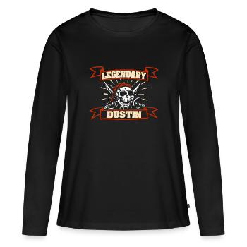 Dustin als Fasching - Frauen Premium Bio Langarmshirt - Schwarz - Vorne - Julia (174cm)