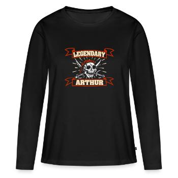 Arthur - T-shirt manches longues Premium bio Femme - noir - Devant - Julia (174cm)