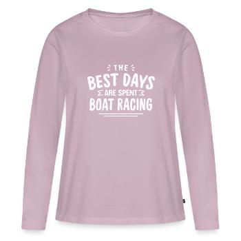 The Best Days Are Spent Boat Racing Summer Boat - Frauen Premium Bio Langarmshirt - Altrosa - Vorne - Julia (174cm)