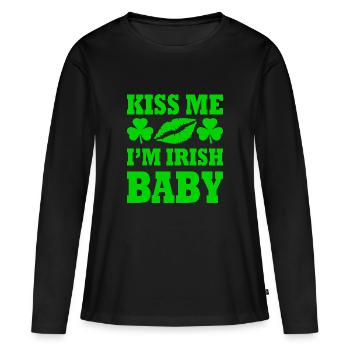 kiss me im irish baby - Women's Premium Organic Long Sleeve Shirt - black - Front - Julia (174cm)