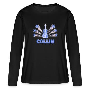 Geschenk für Collin - Frauen Premium Bio Langarmshirt - Schwarz - Vorne - Julia (174cm)