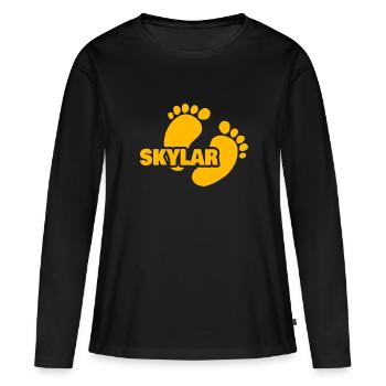 Geburt Skylar - Frauen Premium Bio Langarmshirt - Schwarz - Vorne - Julia (174cm)