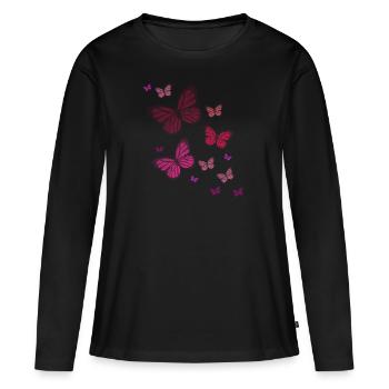 Papillon Papillon Papillon enfants - T-shirt manches longues Premium bio Femme - noir - Devant - Julia (174cm)