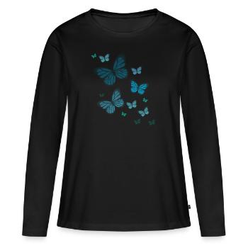 Papillon Papillon Papillon enfants - T-shirt manches longues Premium bio Femme - noir - Devant - Julia (174cm)