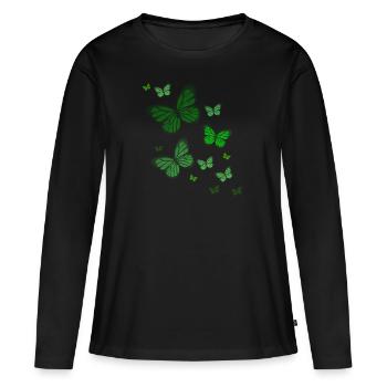Papillon Papillon Papillon enfants - T-shirt manches longues Premium bio Femme - noir - Devant - Julia (174cm)