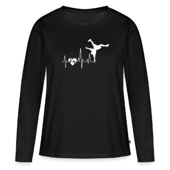 Breakdance Breakdance Herzschlag - Frauen Premium Bio Langarmshirt - Schwarz - Vorne - Julia (174cm)