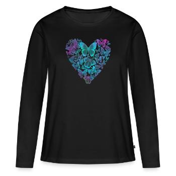 Papillon Papillons Papillon enfants - T-shirt manches longues Premium bio Femme - noir - Devant - Julia (174cm)